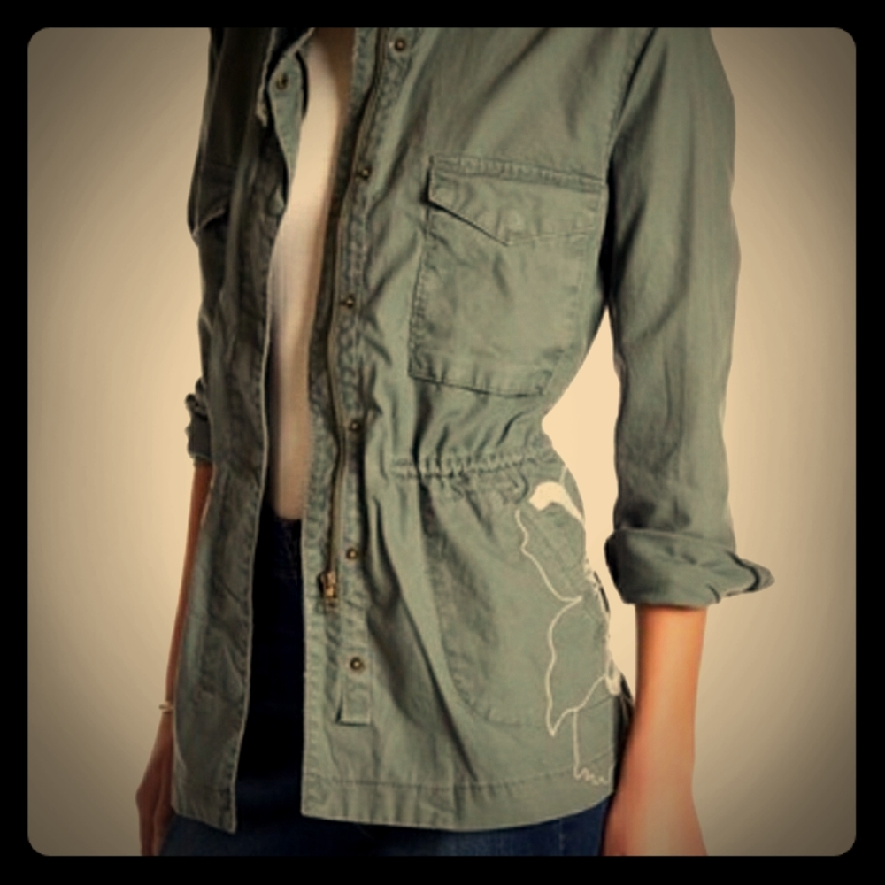 Kensie floral embroidered utility parka jacket